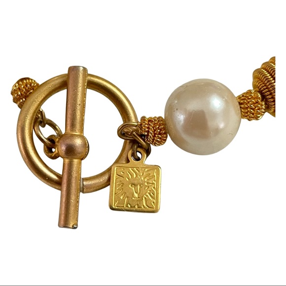 Anne Klein Gold Coil and Pearl Beaded Bracelet with Matching Earrings - Picture 5 of 5